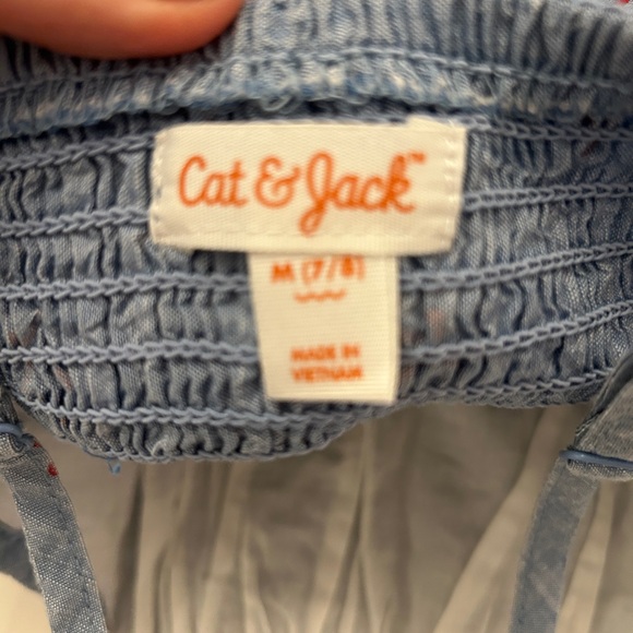 Cat & Jack Denim Blue Dress with Red Star Patterns - Picture 2 of 2